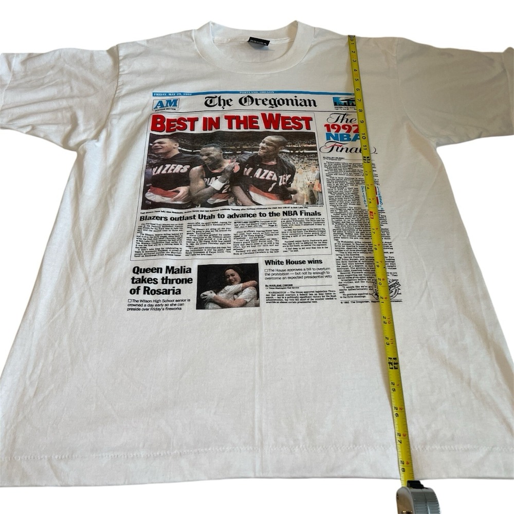 Vintage 1992 Portland Trail Blazers Best in The West NBA TShirt Oregonian Large - Picture 5 of 6